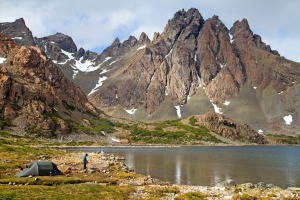 Laguna de los Dientes at the foot of the Dientes de Navarino mountains.