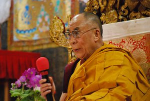 His Holiness the Dalai Lama speaking to his follower Tibetans about the importance of modern and ancient educations, Dharamshala, India