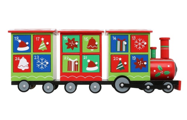 Vue Jingle Bells wood train advent calendar, $89.99. <a href="http://www.myer.com.au" target="_blank">www.myer.com.au</a>