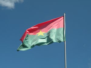 The flag of Burkina Faso in La Gacilly, France