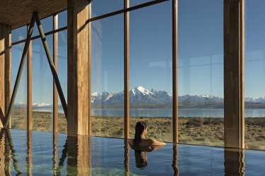 Tierra Patagonia, Chile: Who says you have to be somewhere tropical to enjoy a dip? The infinity pool at the Tierra ...