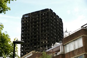 File - The charred remains after the tragic fire at Grenfell Tower, west London, June 17, 2017. The fire broke out on 14 June 2017 in the 24-storey Grenfell Tower block of flats in North Kensington, West London. It caused 72 deaths, including two who later died in hospital.