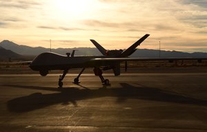 File - A U.S. Air Force MQ-9 Reaper awaits maintenance Dec. 8, 2016, at Creech Air Force Base, Nevada.