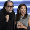 Director Glenn Weiss proposes during Emmys acceptance speech