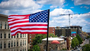 2017.07.02 Rainbow and US Flags Flying Washington, DC USA 7206 (34831754624)