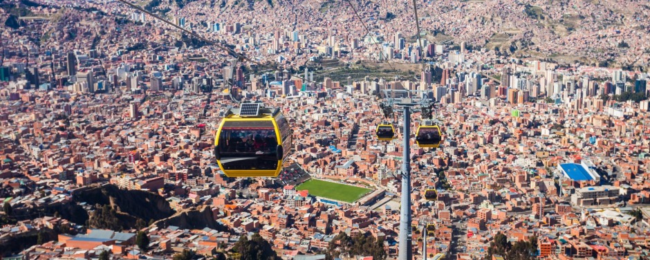 World's highest and longest cable car: La Paz, Bolivia.