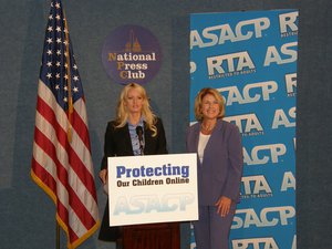 File - Stormy Daniels and Joan Irvine. Restricted to Adults - RTA Press Conference 2008.