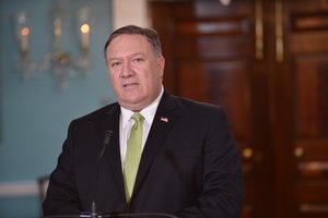 U.S. Secretary of State Mike Pompeo delivers remarks to the press on the UN Human Rights Council, at the U.S. Department of State in Washington, D.C., on June 19, 2018