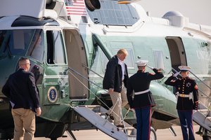 President Donald J. Trump arrives at Joint Base Andrews Air Force Base Tuesday, September 18, 2018, in Maryland, en route North Carolina and South Carolina to asses damage from Hurricane Florence.