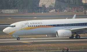 File - A Jet Airways Boeing 737 at Mumbai (Bombay) Airport, India.