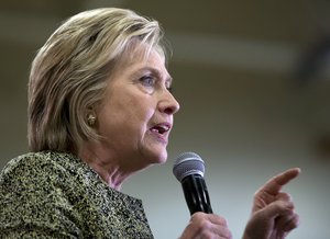 Democratic presidential candidate Hillary Clinton speaks during a campaign event at Sullivan Community Center and Family Aquatic Center in Vernon Hills, Ill., Thursday, March 10, 2016.