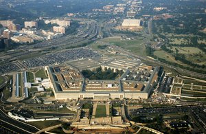 An aerial view of the Pentagon as seen from an airplane, Thursday, Sept. 1, 2005, over Arlington, Va.