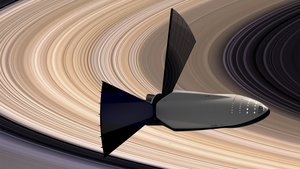 Interplanetary Transport System - Artist's impression of the Interplanetary Spaceship over Saturn