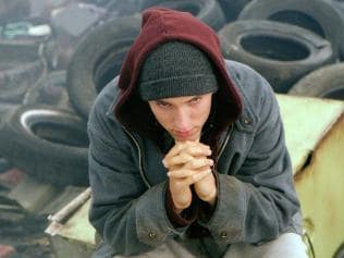 08/2002 Singer & rap artist Eminem, in 2002 film |8 Mile|.