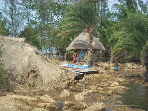 Indian  villages at Sunderban  on Monday after cyclone Aila hit West Bengal in Eastern India City, June 01, 2009 ----- WN/BHASKAR MALLICK