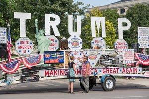 Trump Unity Bridge Trailer Float - Iowa City