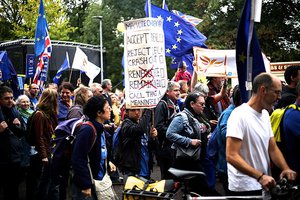 File - A Manchester anti Brexit protest at the Conservative conference, October 1, 2017.