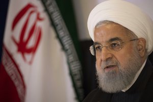 Iranian President Hassan Rouhani speaks during a news conference, Wednesday, Sept. 26, 2018, in New York.