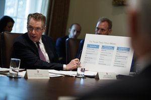 United States Trade Representative Robert Lighthizer speaks during a cabinet meeting with President Donald Trump in the Cabinet Room of the White House, Wednesday, Oct. 17, 2018, in Washington.