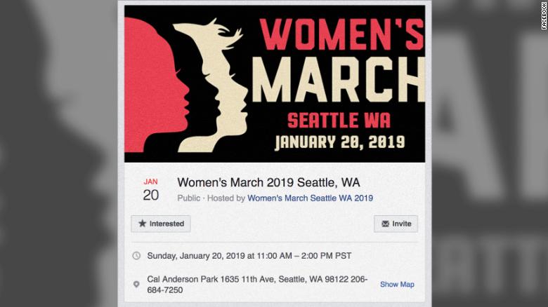 One of the fake Women&#39;s March events posted to Facebook that promoted the wrong date for January&#39;s march. The event has since been removed