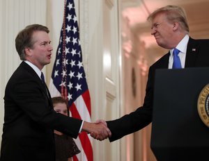 President Donald Trump speaks as he announces  Brett Kavanaugh as his nomination for the Supreme Court in the East Room of the White House, Monday, July 9, 2018, in Washington.