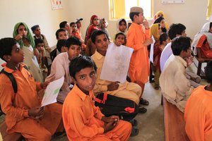 File - Students in class in Sindh Province, Pakistan.