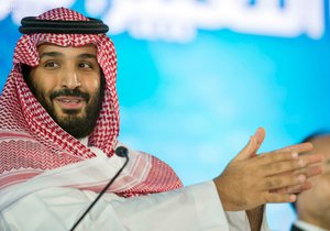 In this Oct. 24, 2017 file photo, released by Saudi Press Agency, SPA, Saudi Crown Prince Mohammed bin Salman speaks at the Future Investment Initiative Conference, where he promised to return the ultraconservative kingdom to a more "moderate" Islam, in Riyadh, Saudi Arabia.