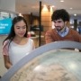 People looking at a globe.