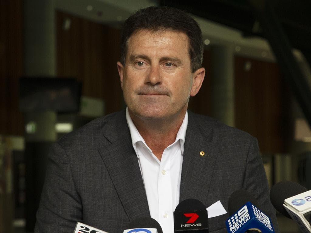 Former Australian captain Mark Taylor holds a press conference at the Sydney Cricket Ground and announces his decision to step down as Director of the Australian Cricket Board in Sydney, Monday, November 5, 2018. (AAP Image/Steve Christo) NO ARCHIVING, EDITORIAL USE ONLY, IMAGES TO BE USED FOR NEWS REPORTING PURPOSES ONLY, NO COMMERCIAL USE WHATSOEVER, NO USE IN BOOKS WITHOUT PRIOR WRITTEN CONSENT FROM AAP