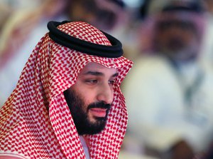 Saudi Crown Prince, Mohammed bin Salman, attends the second day of Future Investment Initiative conference, in Riyadh, Saudi Arabia, Tuesday, Oct. 23, 2018.