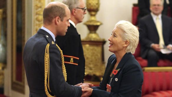 Emma Thompson tries to sneak kiss from Prince William at damehood ceremony