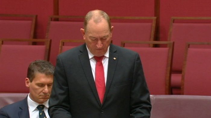 Fraser Anning uses his maiden speech to call for a vote on who can enter Australia