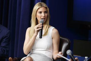 Ivanka Trump speaks during a town hall with business leaders in the South Court Auditorium on the White House complex, Tuesday, April 4, 2017, in Washington. (AP Photo/Evan Vucci)