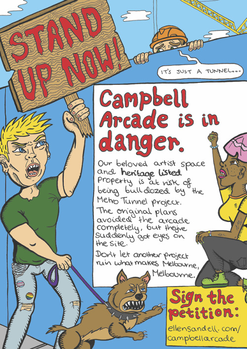 Natalie Michelle Watson of Drongo Press has made this brilliant poster for the Save Campbell Arcade campaign, feel free to share it!