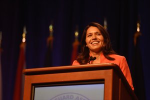 US Representative Tulsi Gabbard of Hawaii addresses the National Guard Association of the United States 138th General Conference, Baltimore, Md., Sept. 12, 2016.