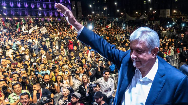 Andres Manuel Lopez Obrador, winner of Mexico's presidential election at a rally in July.