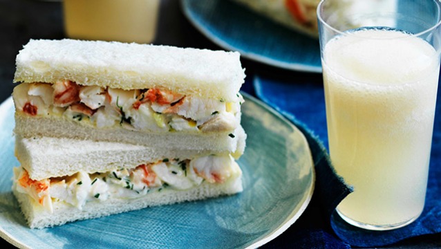 These delicate lobster sandwiches pair perfectly with Neil Perry's peach cocktails.