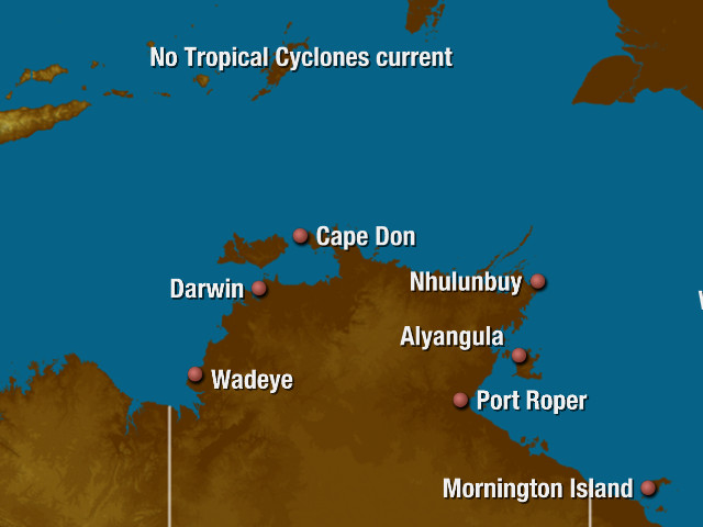 Northern Territory tropical cyclone Track Map