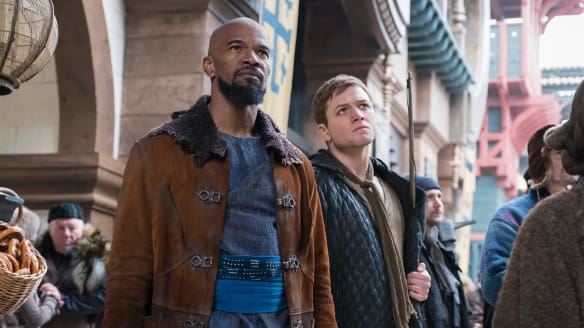 Jamie Foxx and Taron Egerton in Robin Hood.