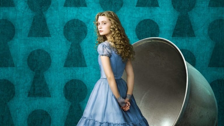 Still from the Tim Burton film "Alice in Wonlerland" starring Australian actress Mia Wasikowska.