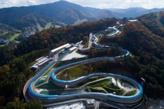 The Alpensia Sliding Center, the venue for luge, bobsleigh and skeleton events at the 2018 PyeongChang Winter Olympic ...