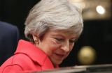 Britain's Prime Minister Theresa May leaves 10 Downing Street for the Houses of Parliament, in London, Thursday Nov. 15, ...