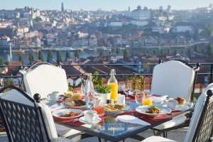 Breakfast at The Yeatman's fourth- floor terrace, Porto, Portugal.
