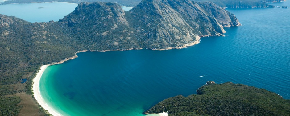 SunSep10tas Traveller Tassie campervan by Paul Chai Wineglass Bay and The Hazards (L-R: Mt Mayson, Mt Amos, Mt Dove) ...