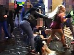 Several people can be seen fighting outside the Glasgow McDonald's