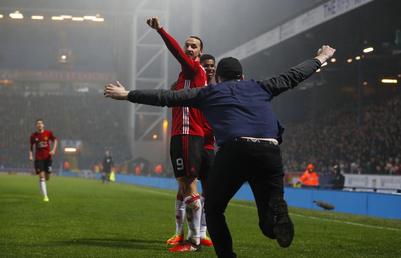 “These match-winners still so easy for Zlatan … What the? … Yes, we are moving on in FA Cup. And you’re welcome. Just no kissing, please.”
Photos: Reuters.