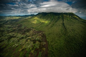 Aa aerial view of the extreme edge outside Volcanoes National Park.