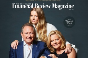 Andrew, Grace and Nicola Forrest on the cover of the May issue of AFR Magazine which includes the Philanthropy 50.