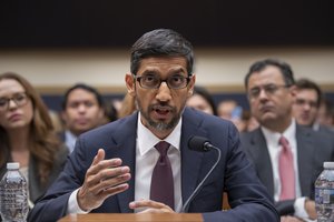 Google CEO Sundar Pichai appears before the House Judiciary Committee to be questioned about the internet giant's privacy security and data collection, on Capitol Hill in Washington, Tuesday, Dec. 11, 2018