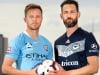 Melbourne derby setup shot - Victory captains Carl Valeri and City captain Scott Jamieson shot the day before the Melbourne derby at Marvel Stadium. 
Picture Jay Town